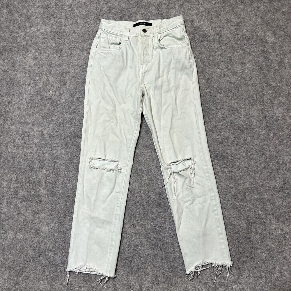 J‎ Brand Wynne Women's Distressed Straight Jeans Sz 24 Spearmint White Denim
